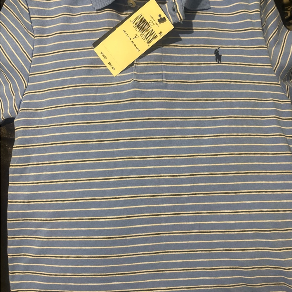 Ralph Lauren Light Blue Polo with White & Navy Stripes